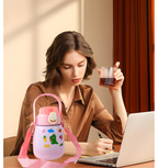 Stainless steel water bottle decorated with custom stickers for personalization