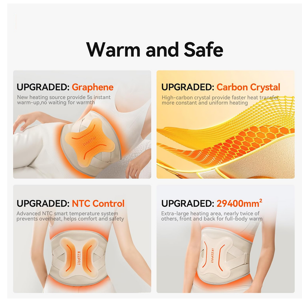 Dimensions of the compact rechargeable warming belt for easy understanding.