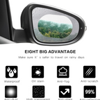 Protective film applied on a car's rearview mirror for anti-fog and waterproofing