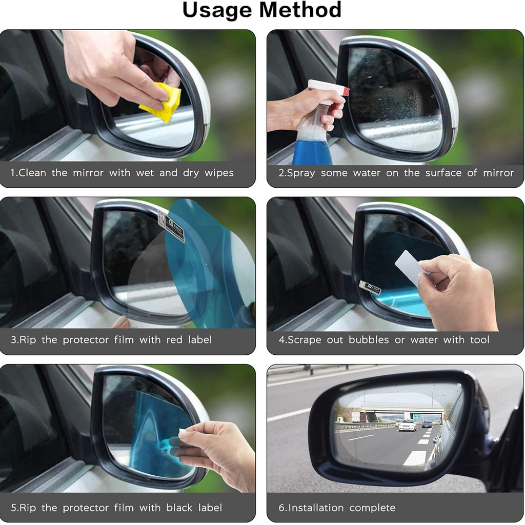 Packaged anti-fog anti-scratch rearview mirror film for vehicle mirrors