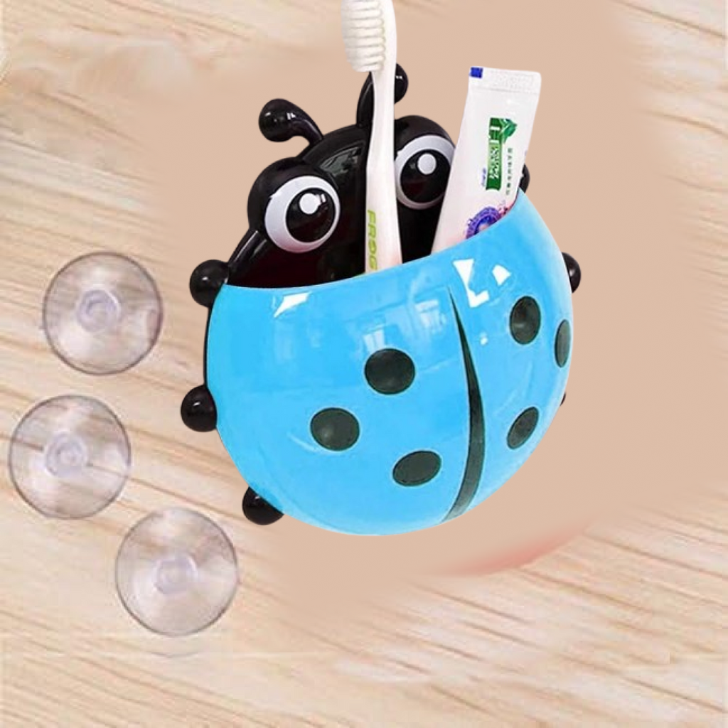 Technical schematic of the Ladybug toothbrush holder, showing its dimensions.