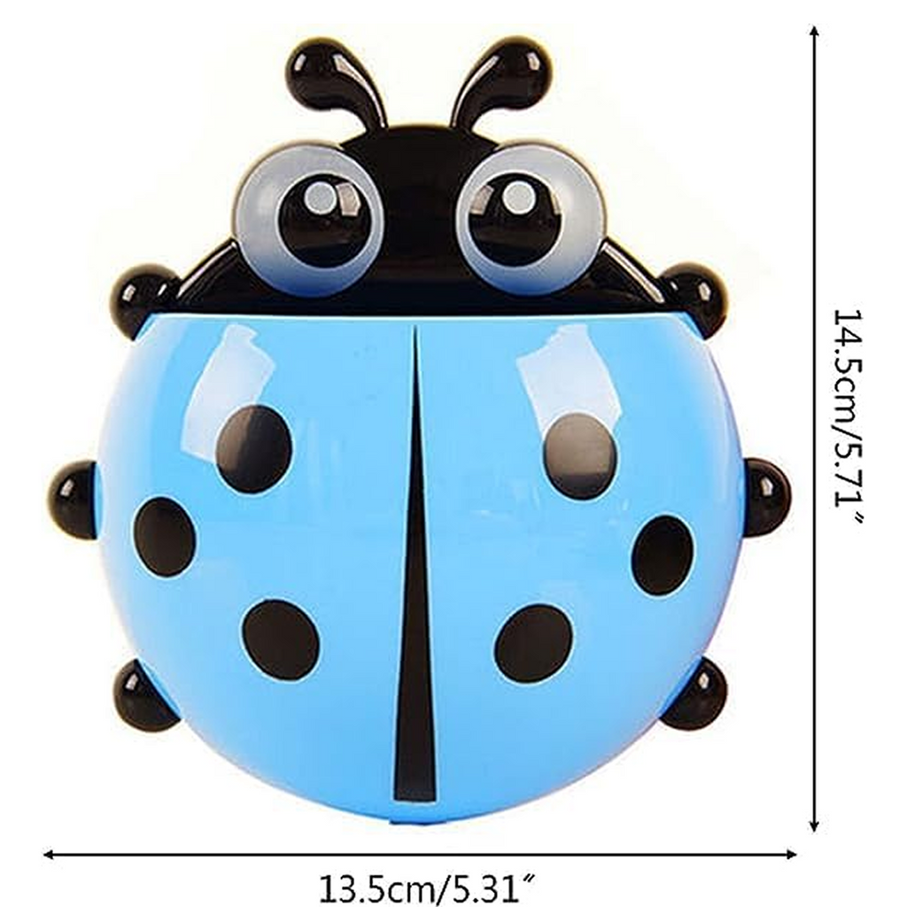 Side view of the Ladybug toothbrush holder attached to a wall.