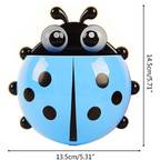 Side view of the Ladybug toothbrush holder attached to a wall.