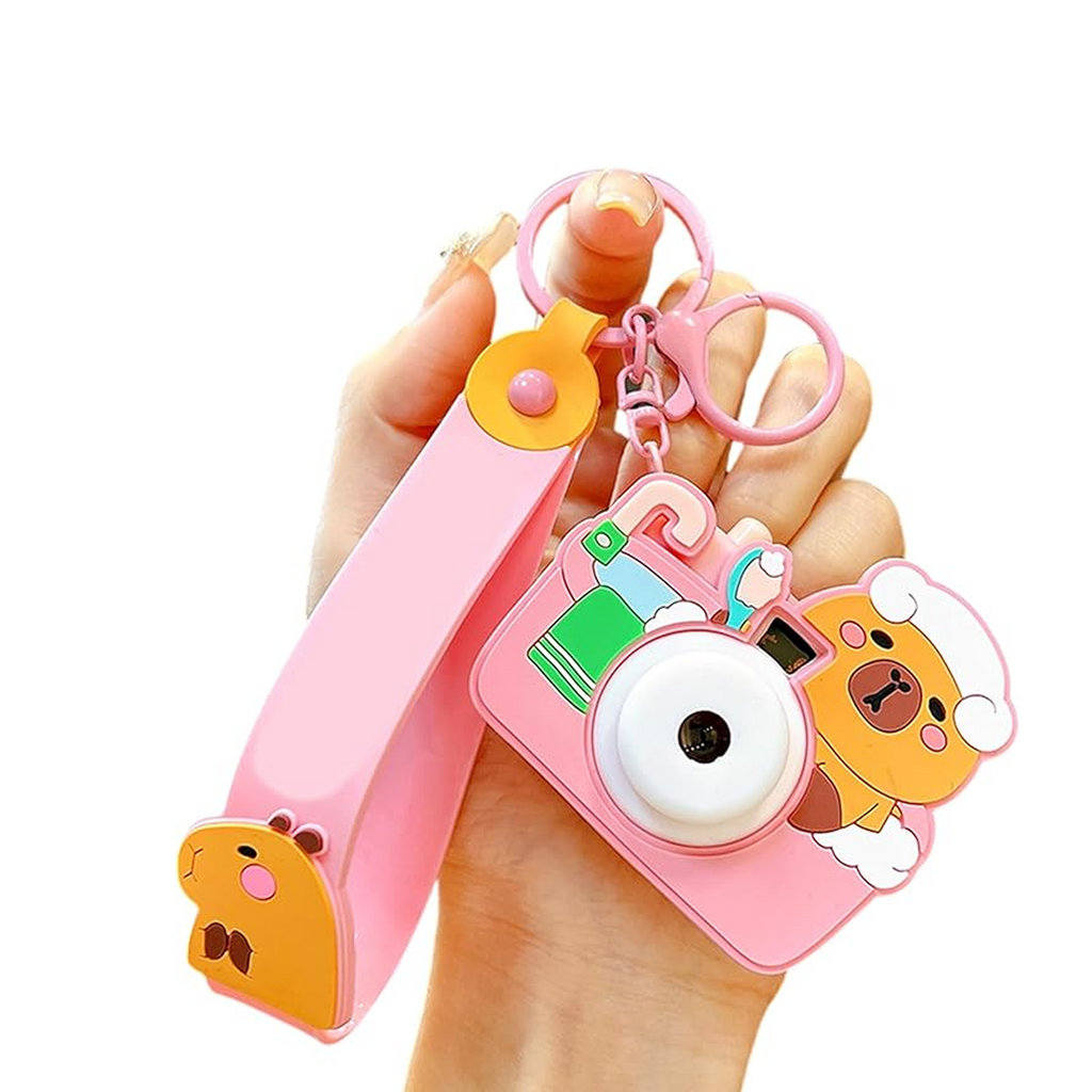Projective camera keychain projecting vibrant rainbow image effect