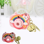 Close-up showing projector lens and sturdy zinc alloy ring on keychain