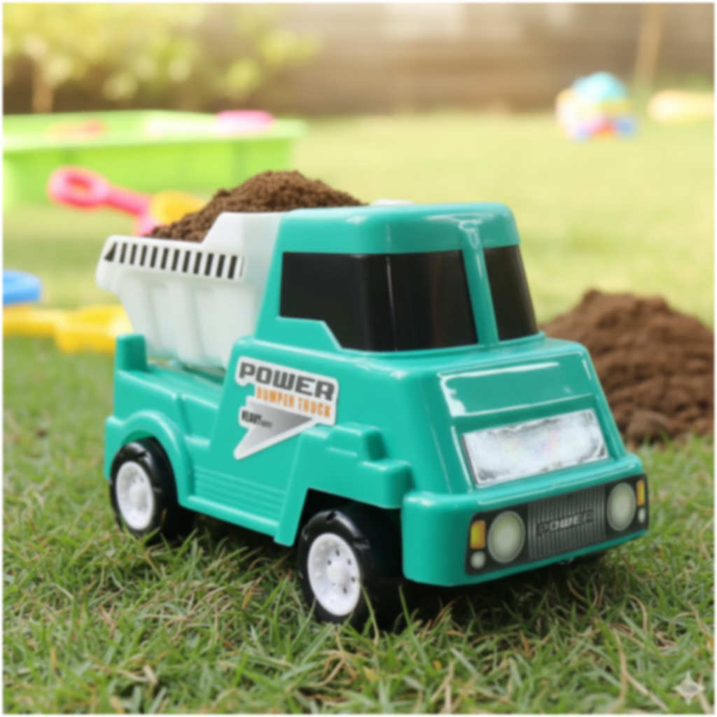 Heavy duty toy dump truck for children’s interactive play