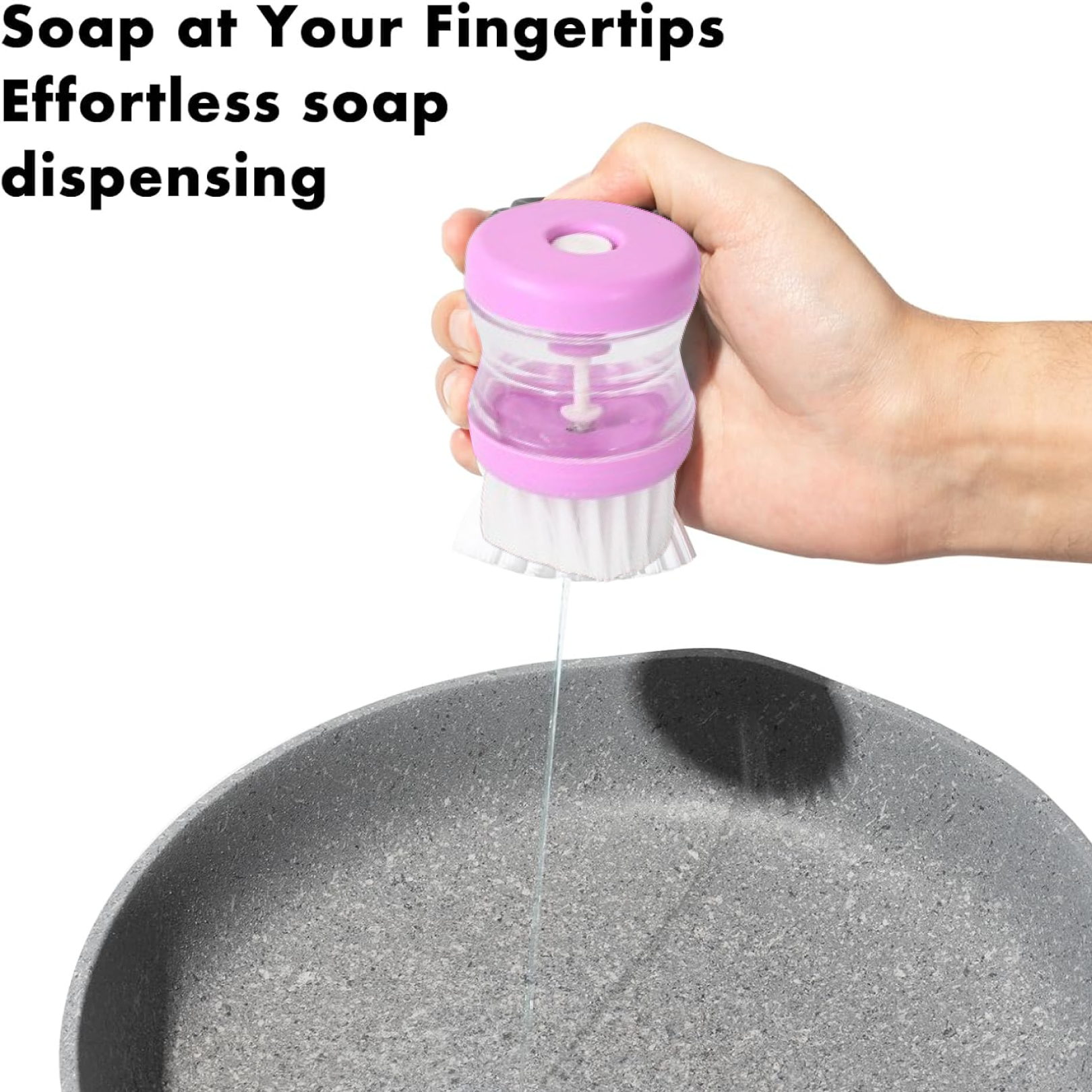 The wash basin brush resting on a kitchen counter, ready for use.