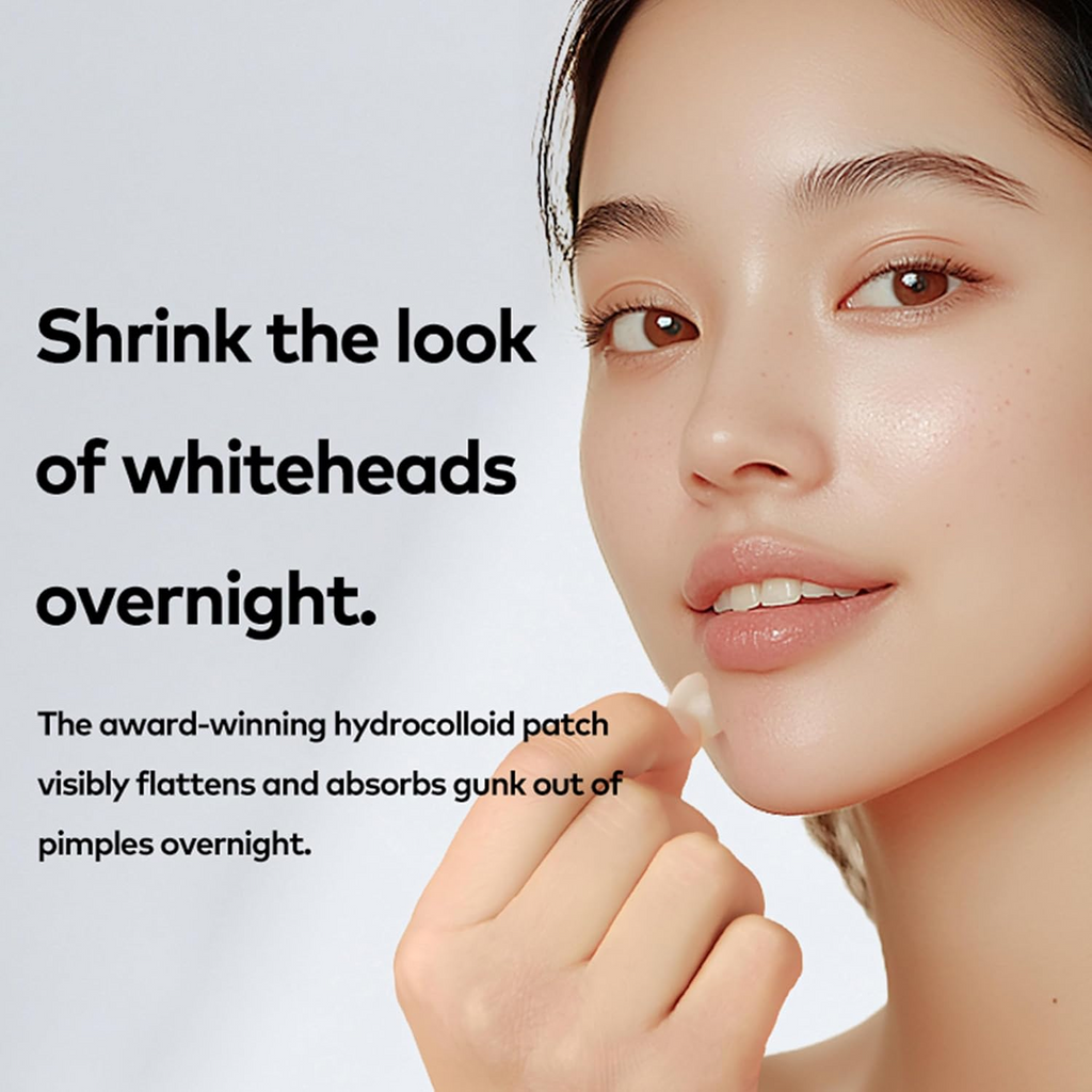 GlowForm hydrocolloid pimple cover patches shown in various sizes on a clear sheet.
