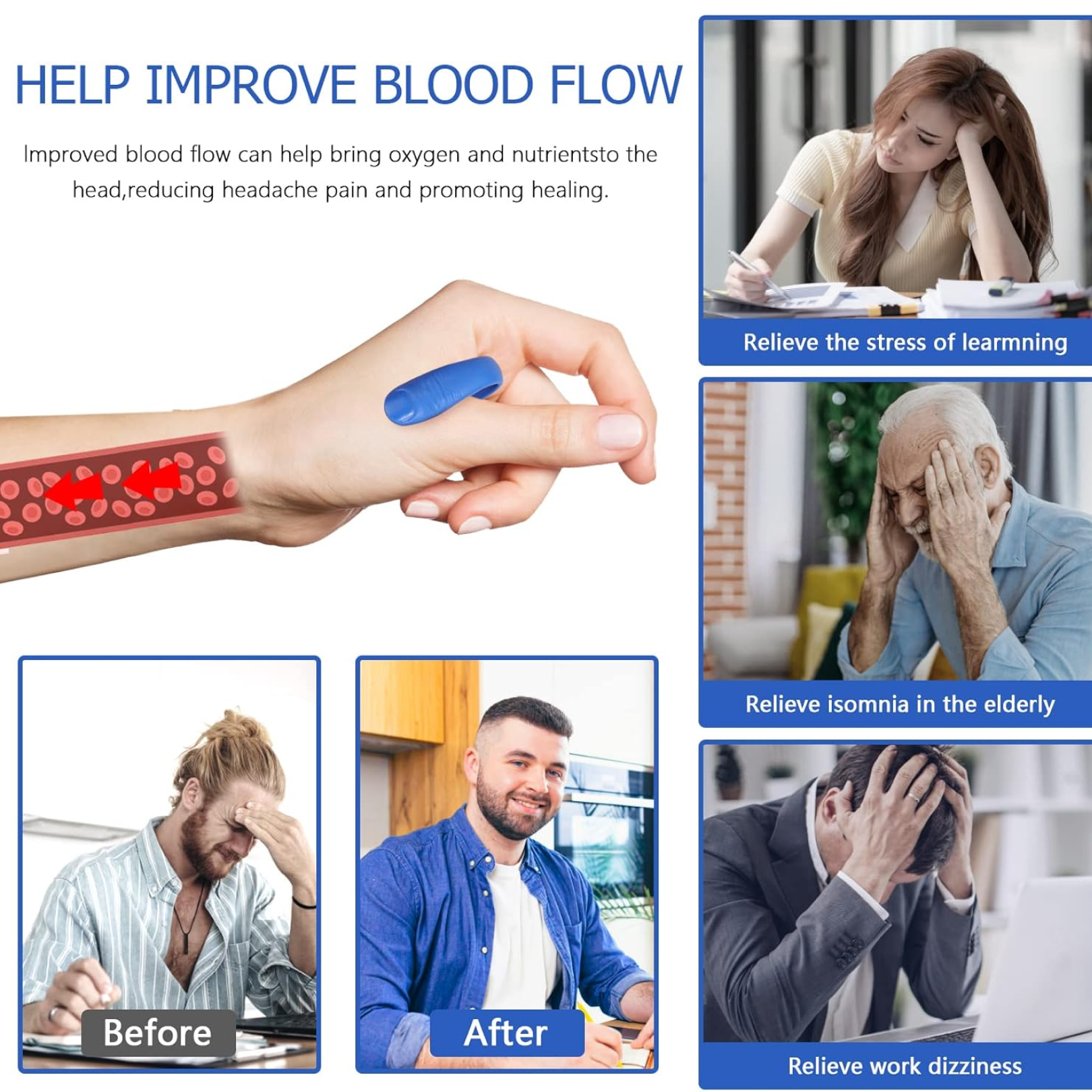 User demonstrating how to easily apply the Acupressure Hand Clip for instant therapy.