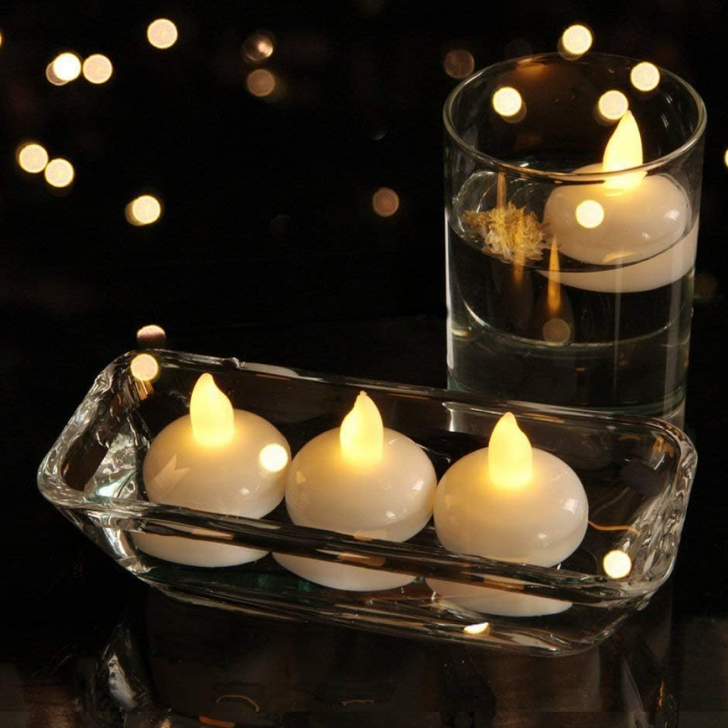 Decorative flameless floating candles for water settings