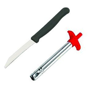 Side view of the kitchen knife handle, showcasing its comfortable grip and colorful design.