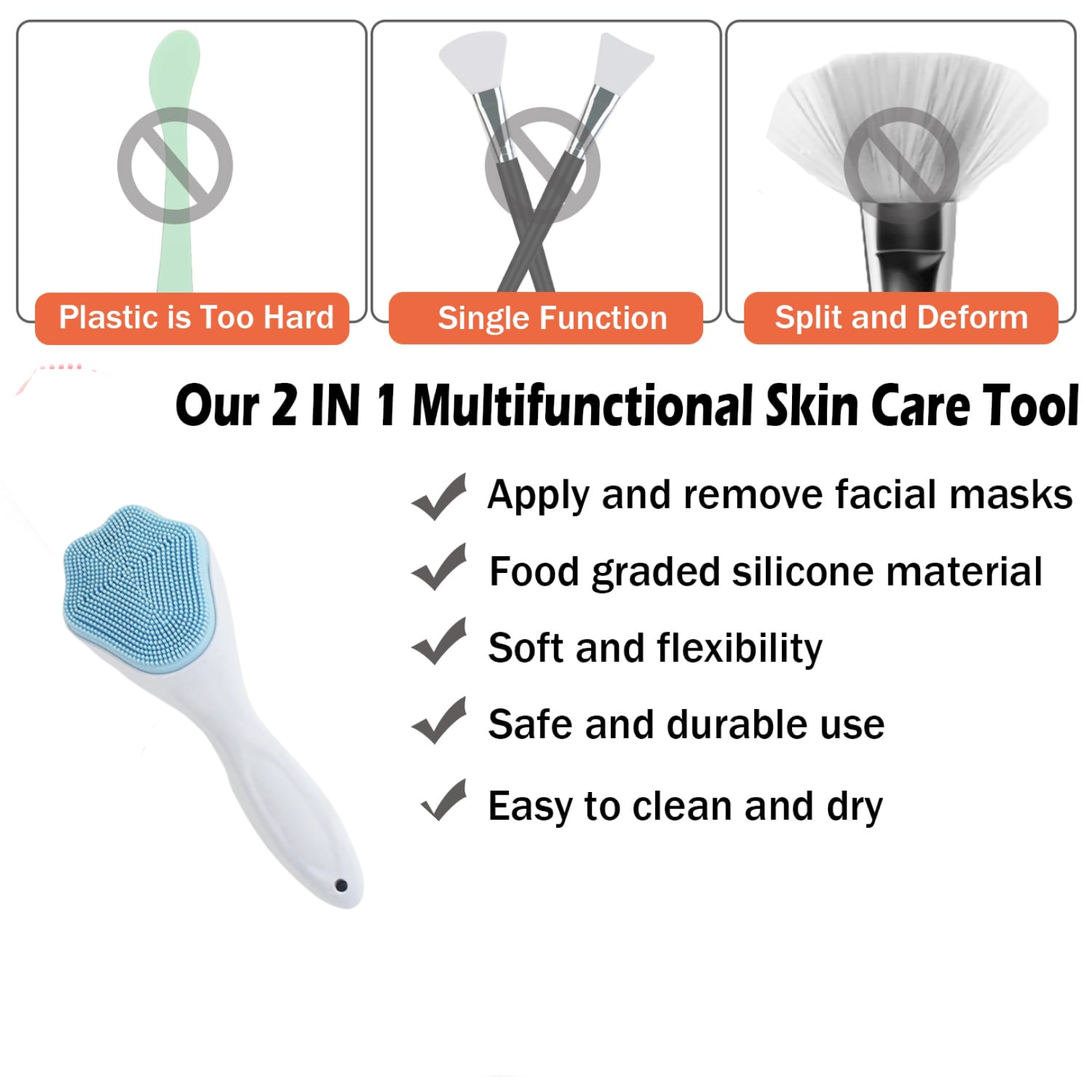 Close-up of the food-grade silicone bristles of the facial cleansing brush.