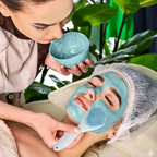 Diagram illustrating the benefits of using a silicone exfoliating brush for clearer skin.