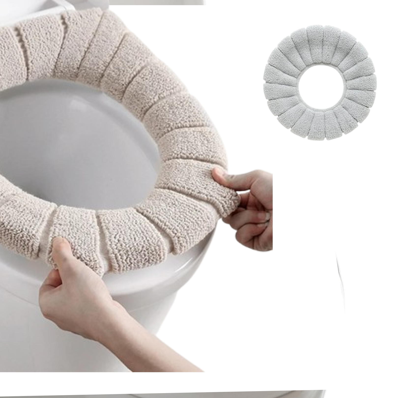 A modern bathroom scene featuring the comfortable and warm Toilet Seat Cover for enhanced experience.