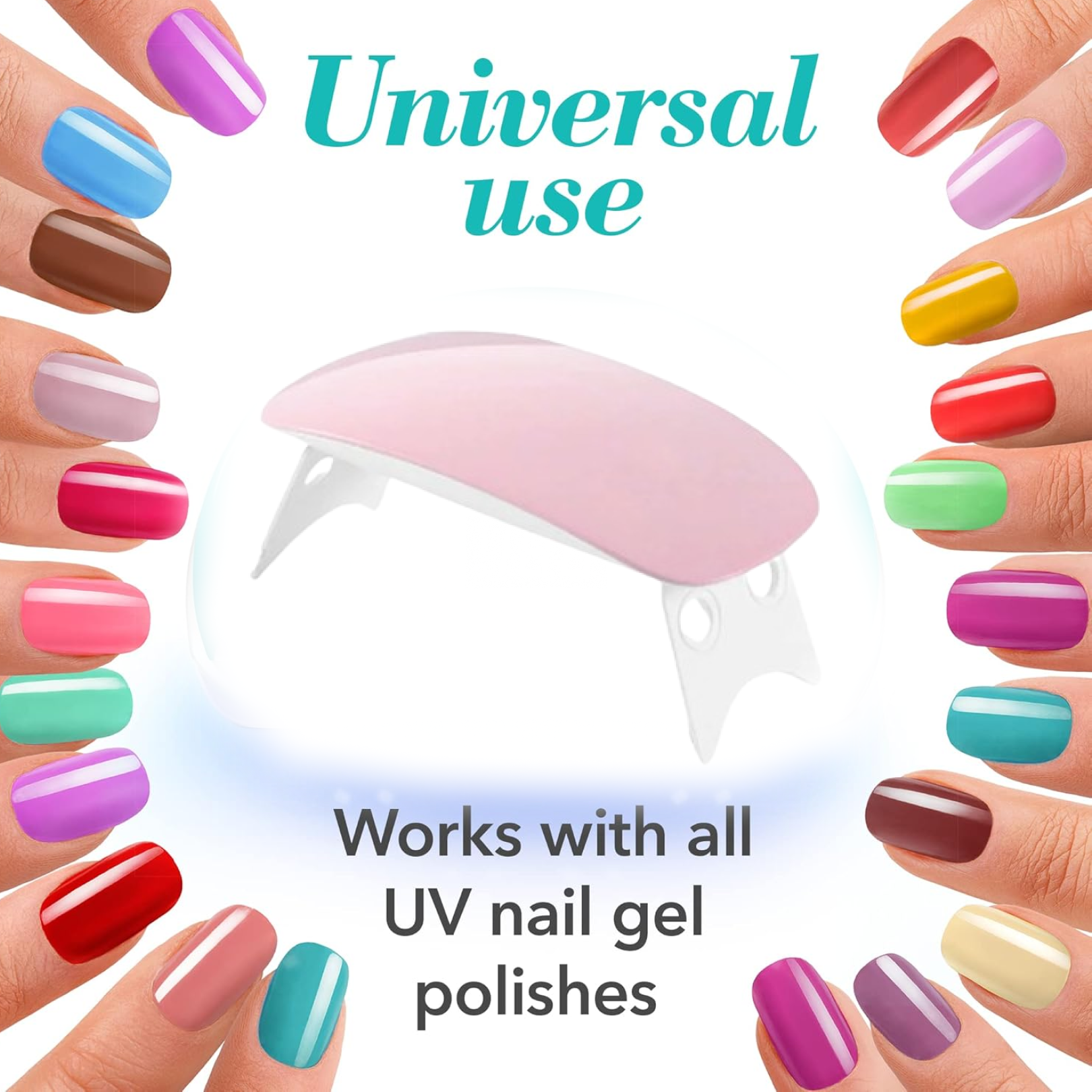 The compact Gel Nail Dryer powered by a convenient USB cable.