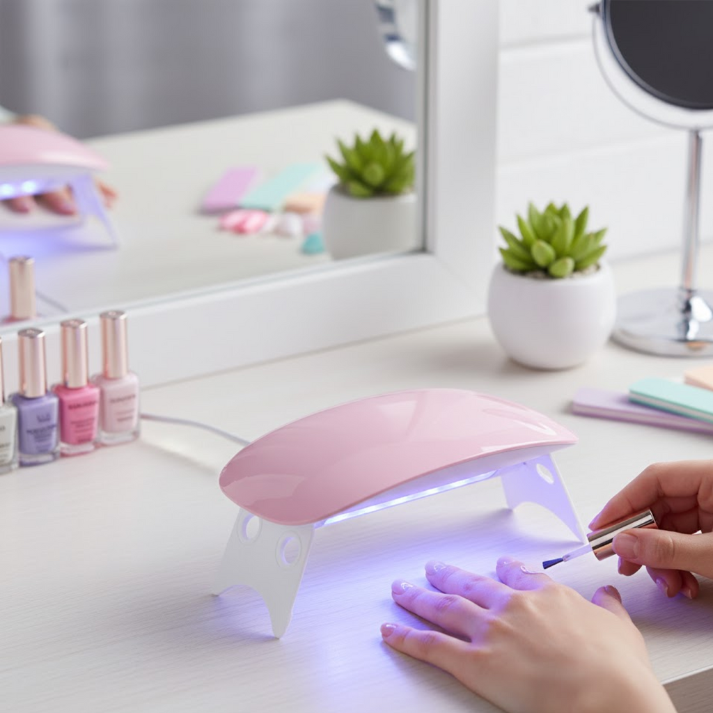 Compact and stylish mini portable Gel Nail Dryer for home use.