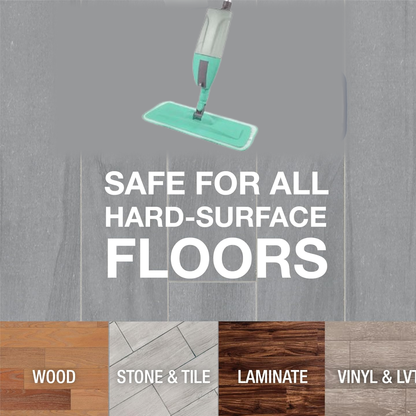Detailed view of the ergonomic handle and spray trigger on the floor cleaning mop.