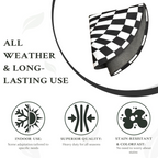 Black and white checkered 3D space rug with non-slip backing