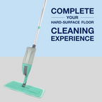 Person using the 360-degree spray mop to clean a floor, showcasing its ease of use.