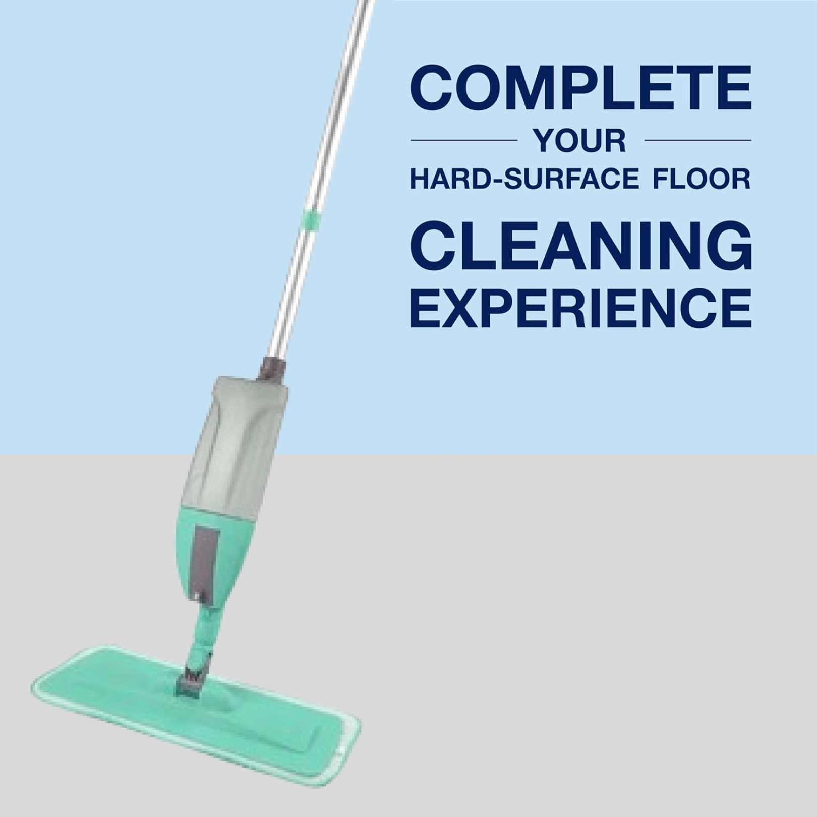 Person using the 360-degree spray mop to clean a floor, showcasing its ease of use.