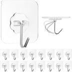 Transparent heavy duty adhesive wall hooks 10 piece set with flower design