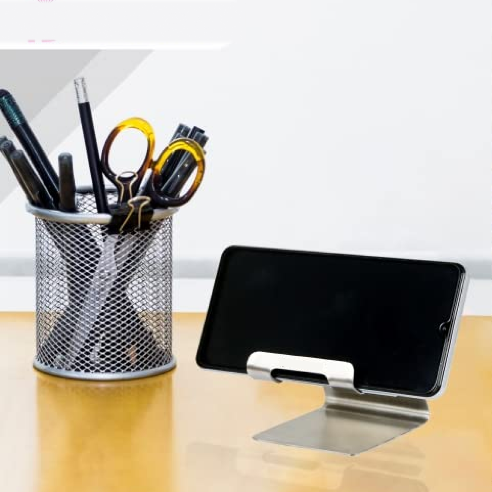 Close-up product image of mobile stand holder with steel frame