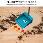 Side view of the ergonomic long handle dustpan and brush set, showcasing its height.