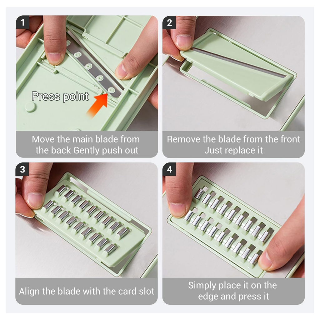 Ergonomic handle and non-slip base of 6-in-1 vegetable slicer