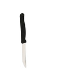 Demonstration of the kitchen knife's sharp stainless steel blade for effortless slicing.