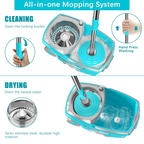 rotating mop head with microfiber pad for thorough dust and spill cleaning