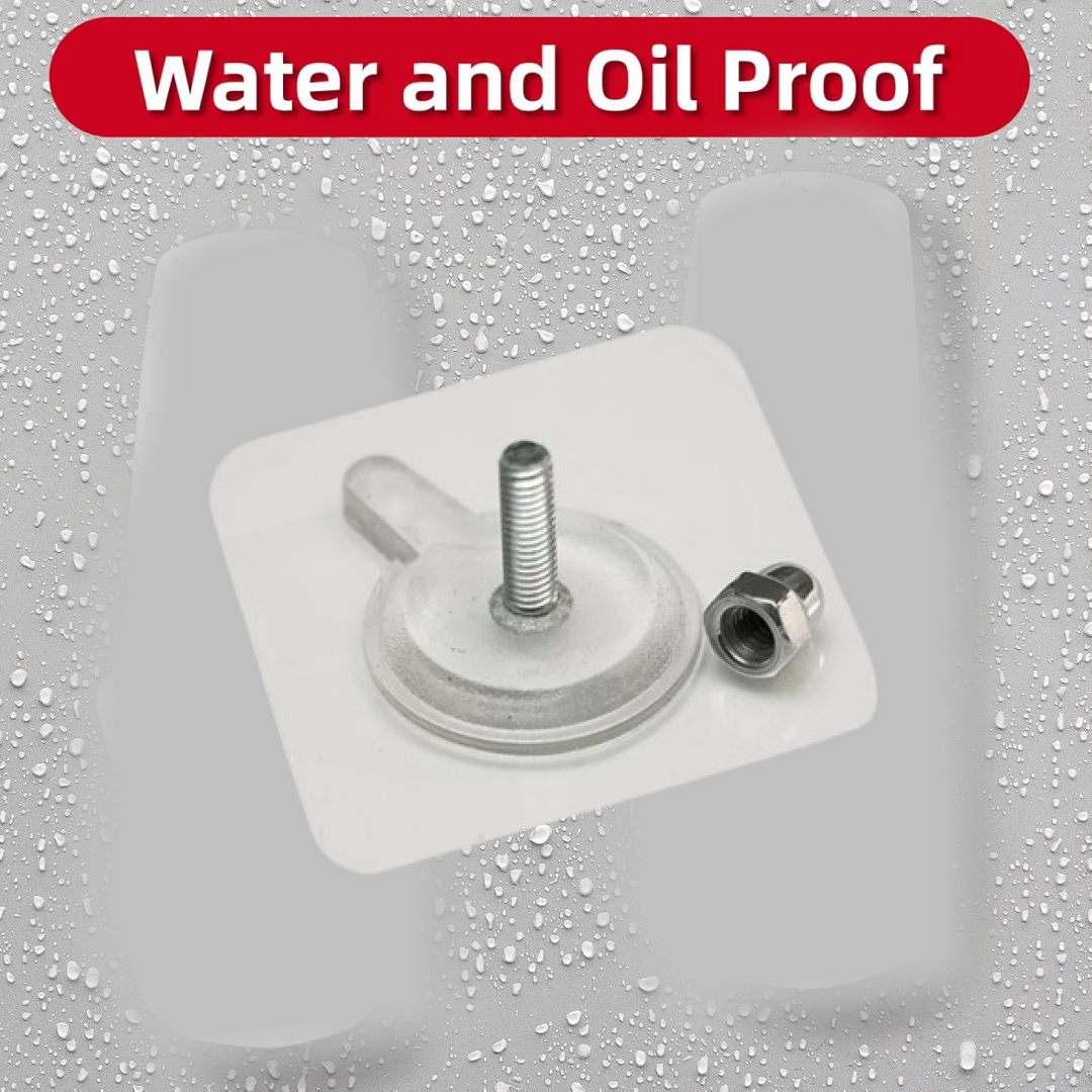 Pack of four no-drill adhesive wall screw hooks, ideal for home and office organization.