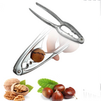 Front view of the luxury stainless steel nut cracker, ready for use.