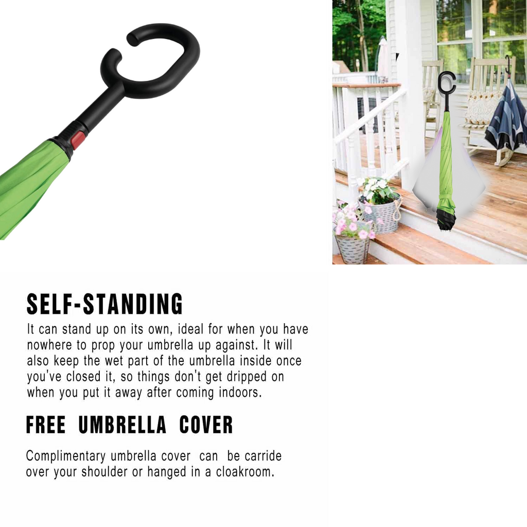 Compact kids umbrella with ergonomic C-handle, ideal for travel.