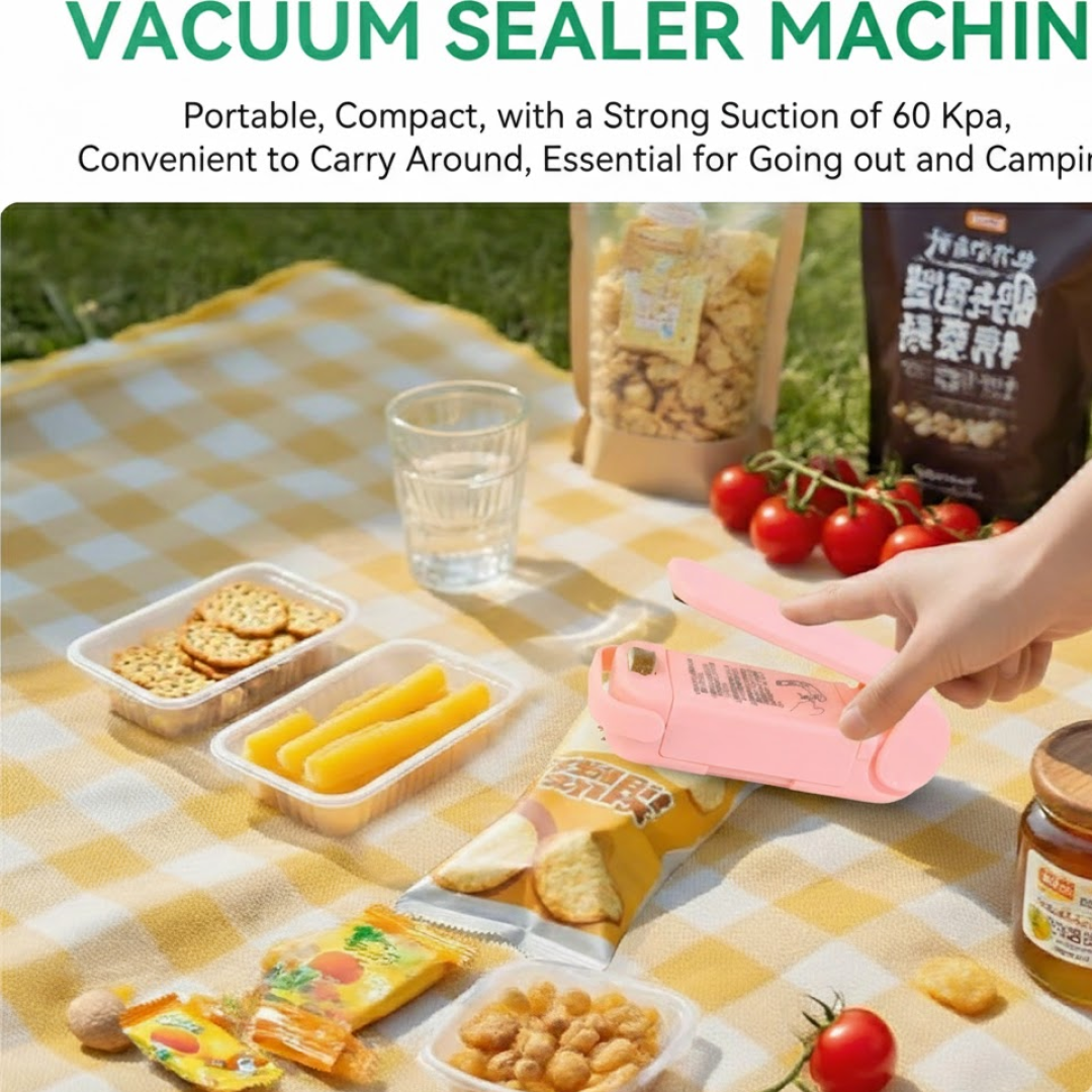 Side view of the portable Mini Plastic Bag Sealer.