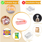 Mini Plastic Bag Sealer held in hand to show its small, portable size.