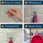 Front view of the GlimmerHome transparent suction hook.