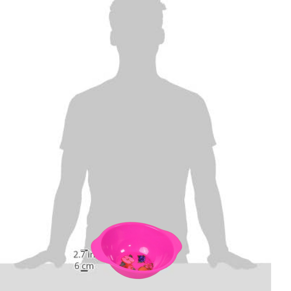 Hand holding a 10-inch plastic snack bowl with chips.