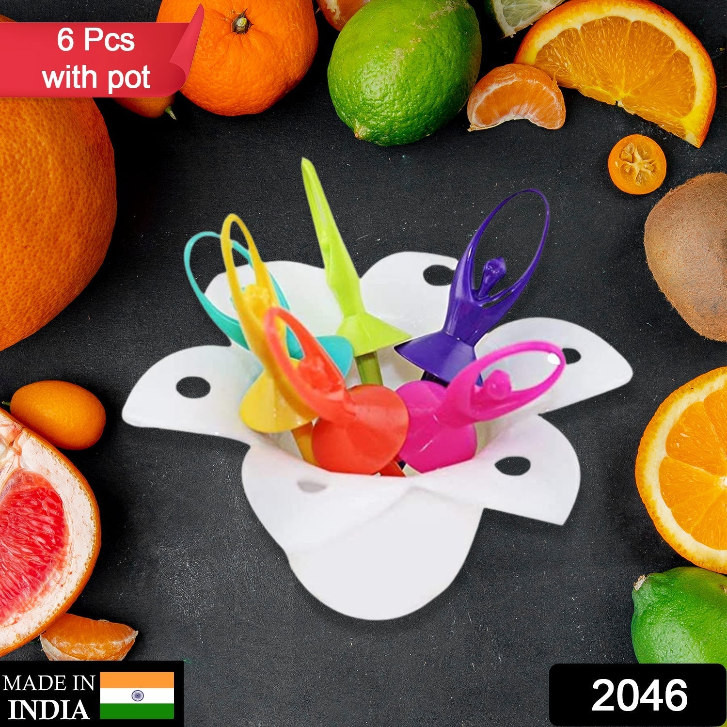 Close-up of the Dancing Doll fruit fork set, highlighting the playful design and vibrant colors.