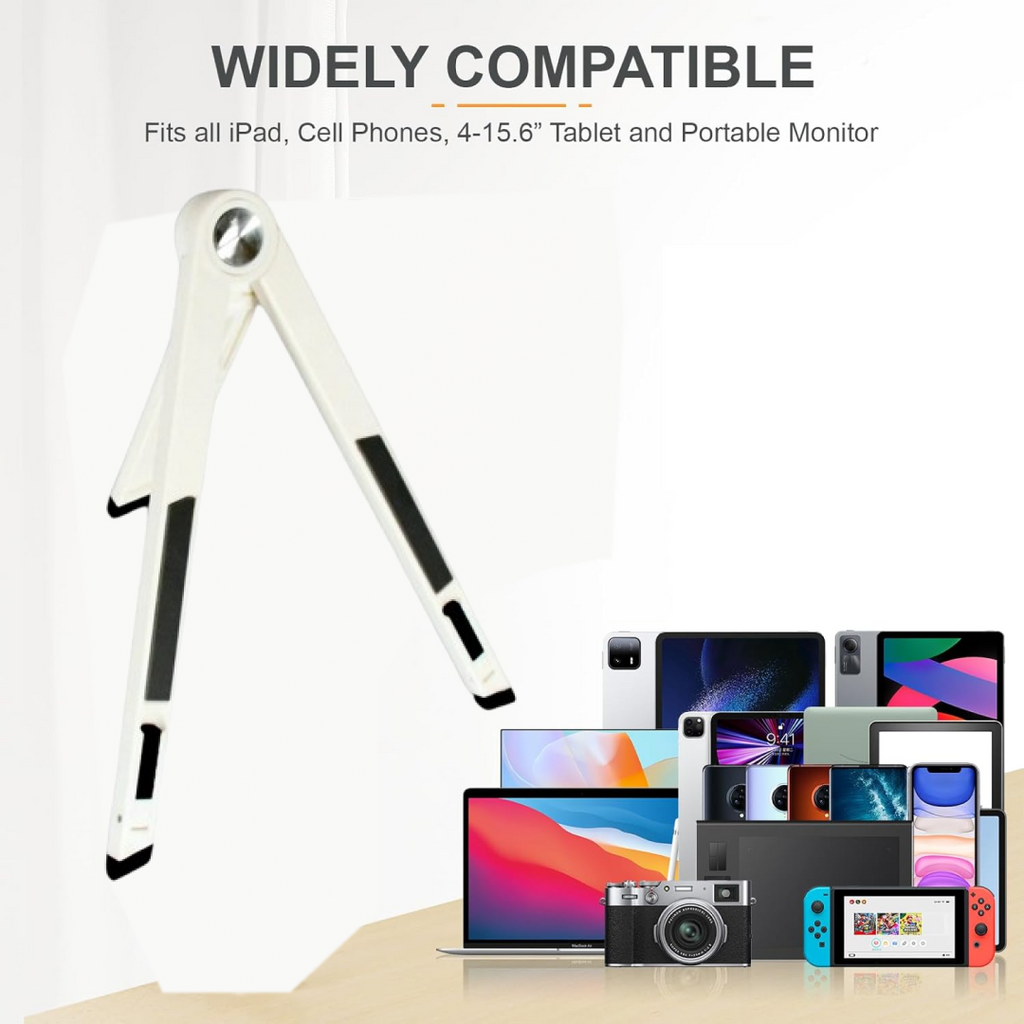 Front view of the slim foldable tablet stand from Gambit.