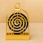 Side view highlighting the craftsmanship of the ornamental mosquito coil holder.