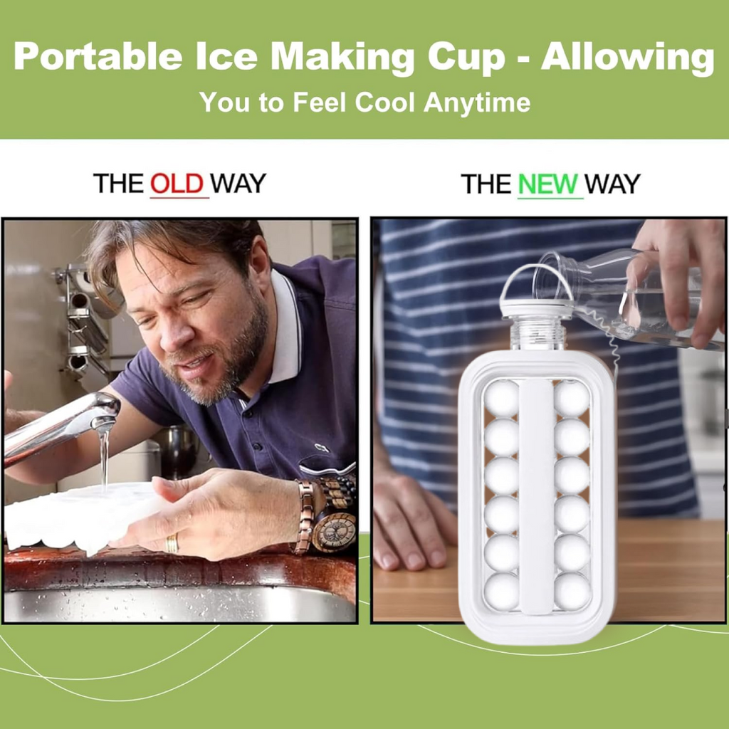 A hand demonstrating the flexible folding mechanism of the 2-in-1 ice tray.
