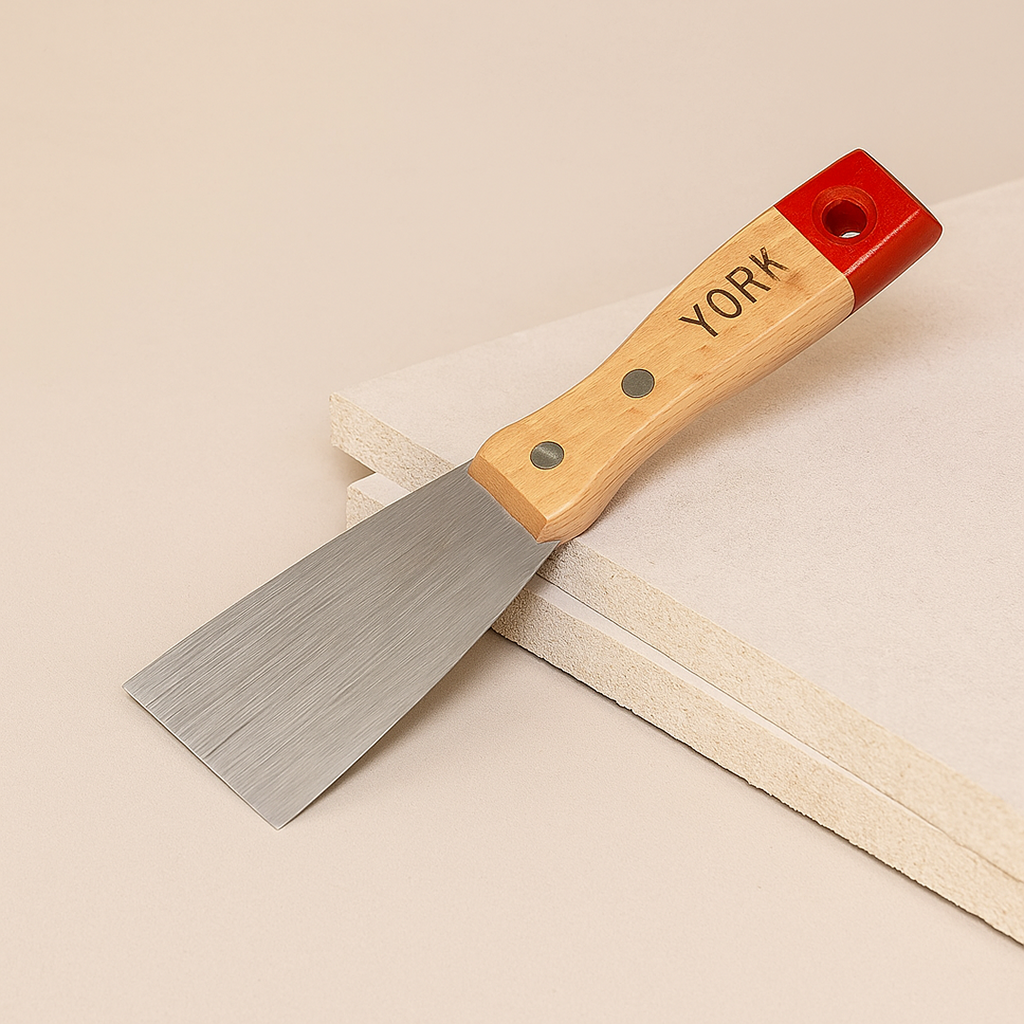 Detail shot of the hanging hole on the handle for easy storage of the scraper tool.