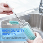 Close-up of BPA-free natural nylon fiber bristles on the bottle cleaning brush.