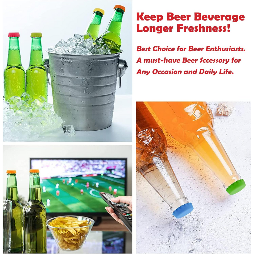 Six silicone soda bottle seals in their original product packaging.