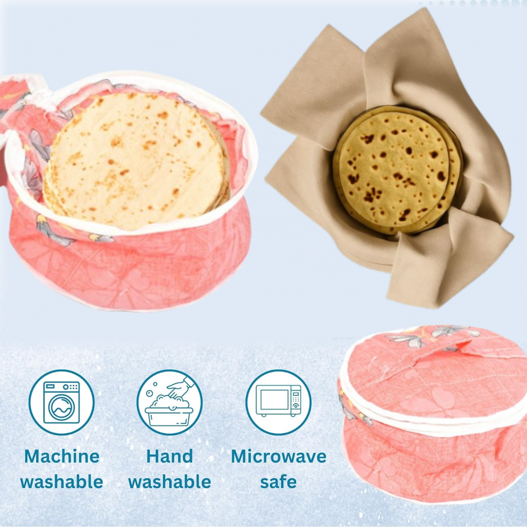 Front view of the washable cotton chapatti box, showcasing its practical design.