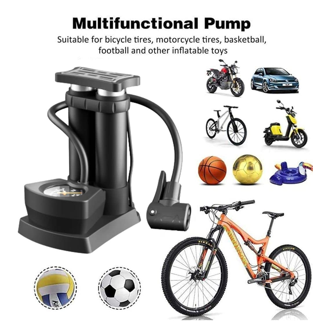 Front view of the Safora portable mini bike pump, showcasing its compact design.