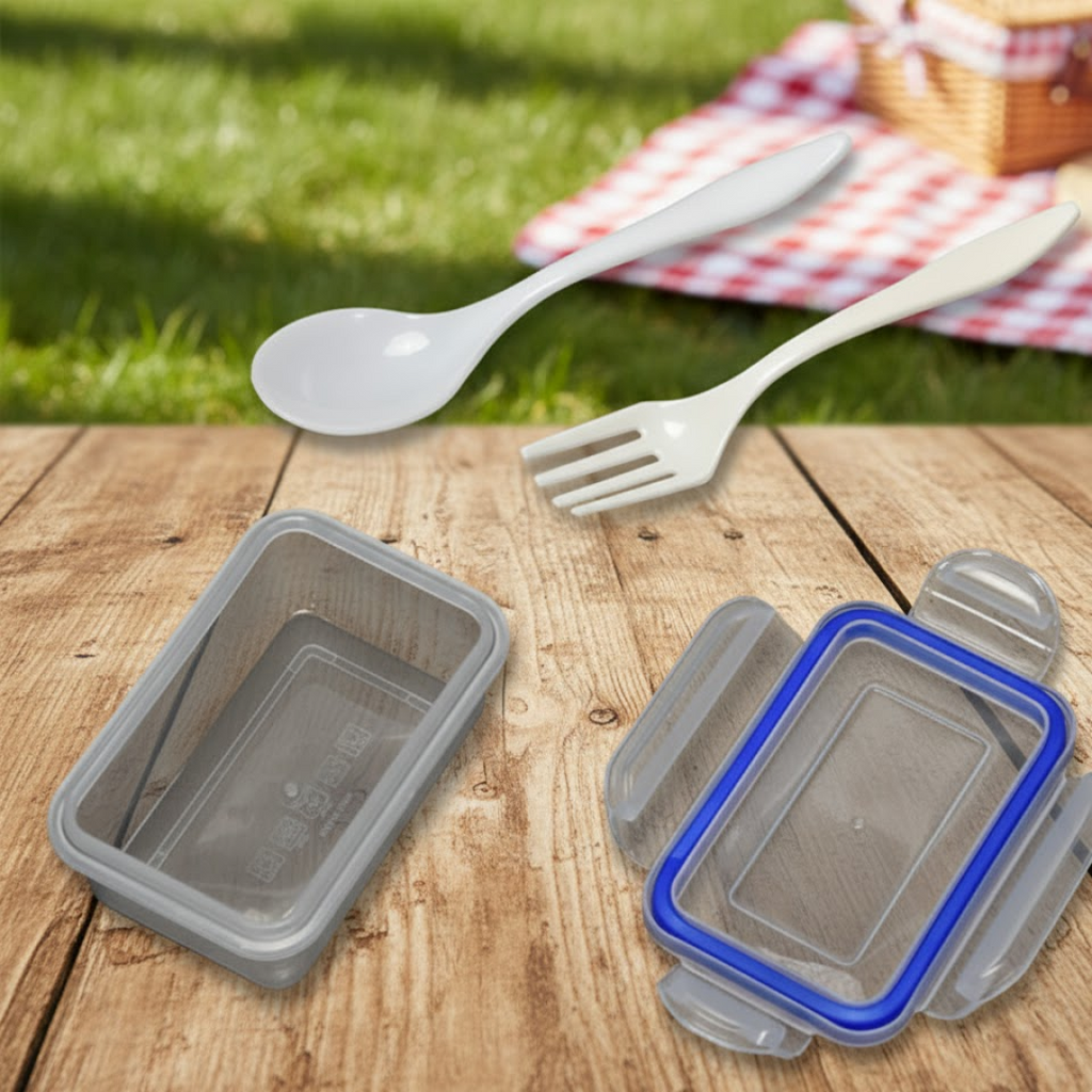 Empty airtight food container ready to be filled with fresh meals and snacks.
