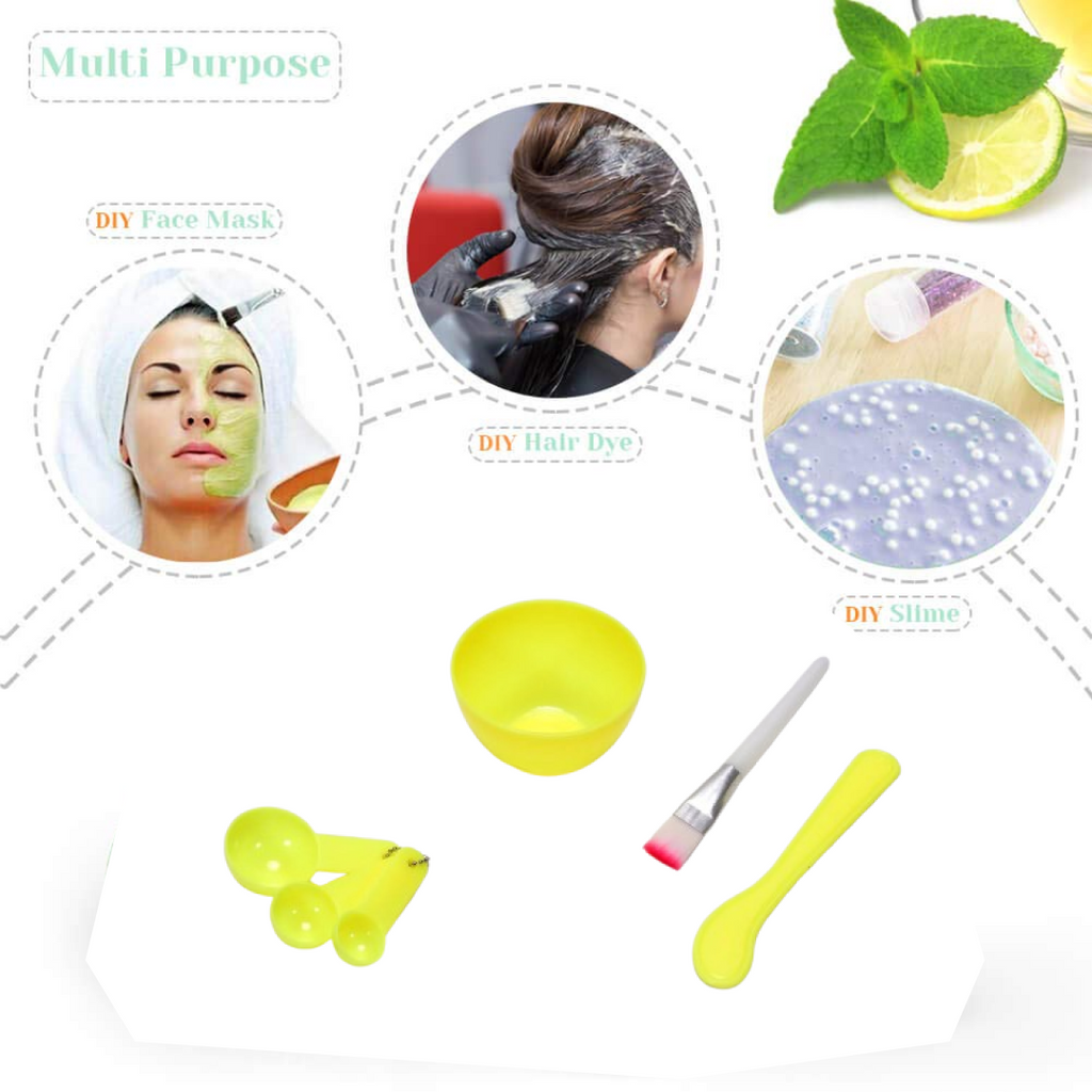 Close-up of the mask stick and brush from the skincare mixing tools.
