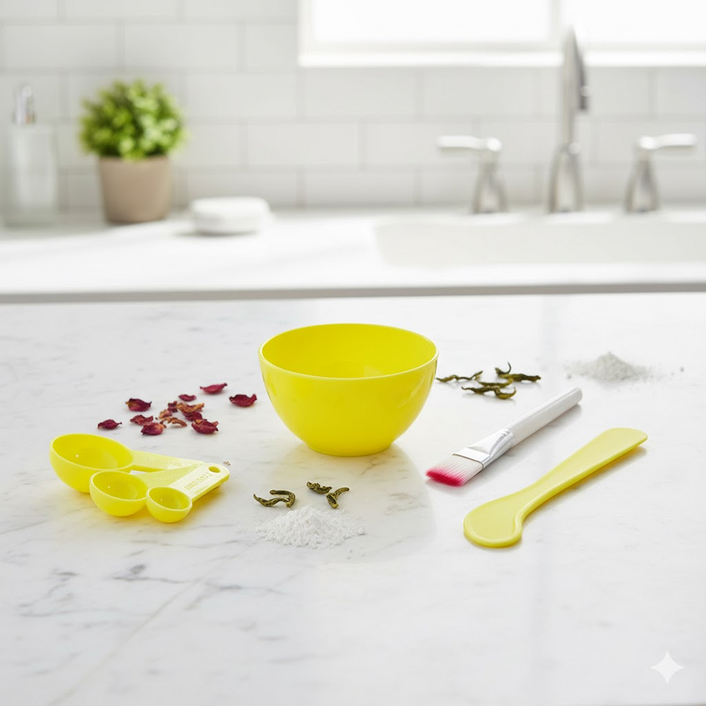 Ergonomic mask brush for smooth application of facial treatments.