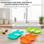 Top view of the charming and durable plastic rabbit plates.